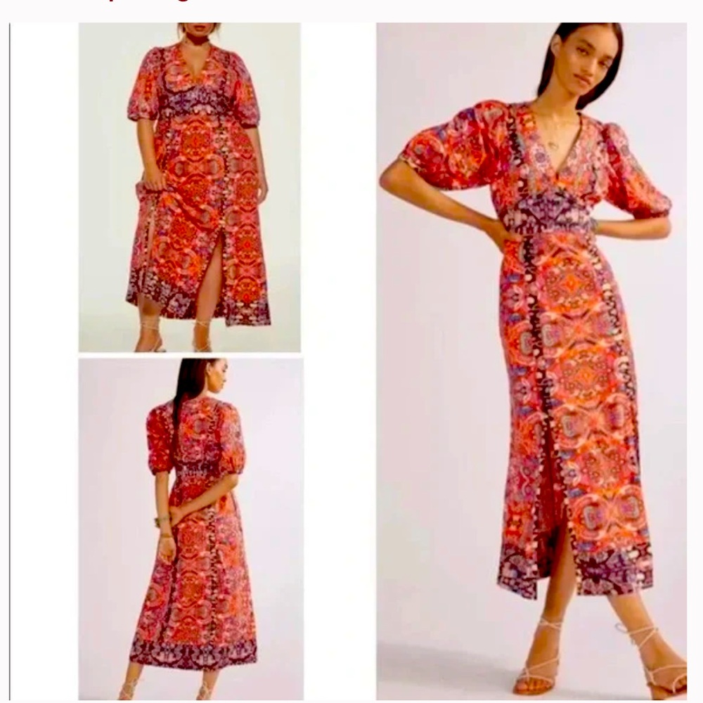 Geometric Floral maxi Anthropologie dress